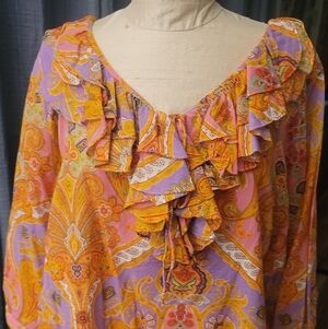 Lauren Ralph Lauren Pink and Purple Paisley Blouse
